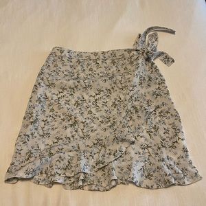 Green and Blue floral wrap skirt